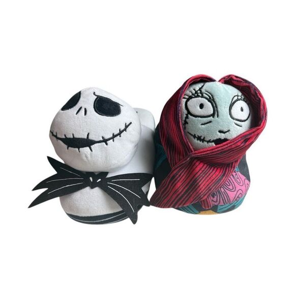 Adult Nightmare Before Christmas Plush Jack & Sally House Slippers - Sz 11/12 - Picture 1 of 5